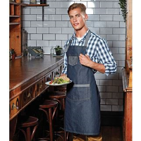 Domain contrast denim bib apron