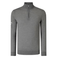 Ribbed &#188; zip Merino sweater