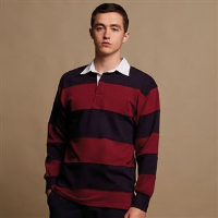 Sewn stripe long sleeve rugby shirt