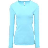 Sheer Rib Long Sleeve Crew Neck T-shirt