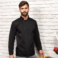 Studded front long sleeve chef's jacket