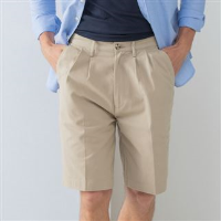 Teflon&#174;-coated double pleat front chino shorts