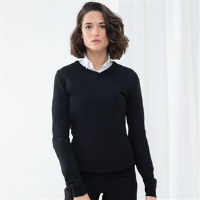 Women's cashmere touch acrylic v-neck jumper