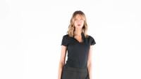 Women's corporate short-sleeved top v-neck mandarin collar (regular fit)