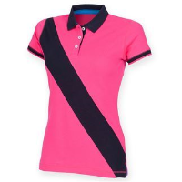 Women's diagonal stripe piqu&#233; polo shirt - tag-free