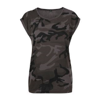 Women's extended shoulder camo tee