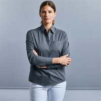 Women's long sleeve polycotton easycare poplin shirt