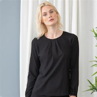 Women's pleat front long sleeve blouse