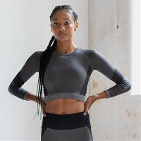 Women's seamless panelled long sleeve crop top