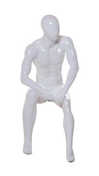 Glossy White Sitting Male Mannequins