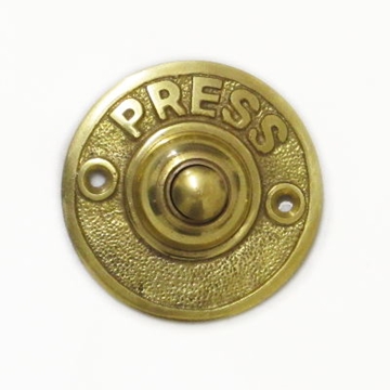 Circular Brass Door Bell Push With Press Round Polished Brass