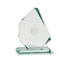 15cm x 12.5cm x 15mm Jade Glass Facetted Ice Peak Award