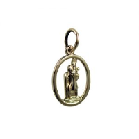 14ct yellow gold on Silver 1/20th 14x11mm oval pierced St Christoper Pendant