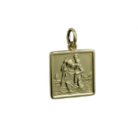 14ct yellow gold on Silver 1/20th 17mm square St Christopher Pendant