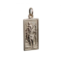 14ct yellow gold on Silver 1/20th 26x13mm rectangular St Christopher Pendant