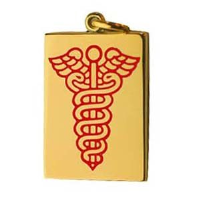 18ct 25x18mm rectangular Medical Alarm Disc with vitreous red enamel