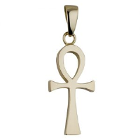 18ct 32x16mm plain Solid Ankh or Peace Cross with bail
