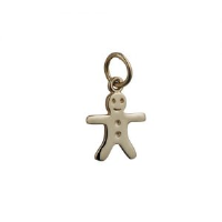 9ct 11x12mm Gingerbread man Pendant or Charm