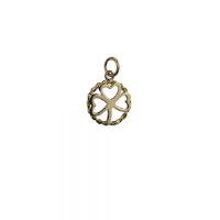 9ct 14mm Shamrock in twisted wire circle Pendant