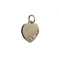 9ct 14x14mm hand engraved heart disc