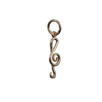9ct 15x6mm round wire G Cleff Pendant or Charm