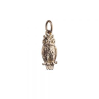 9ct 15x7mm Owl Pendant or Charm