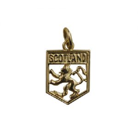 9ct 17x14mm Scotland Badge with Rampant Lion Pendant or Charm