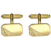 9ct 18x12mm hand engraved cut corner swivel Cufflinks