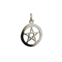 9ct 19mm plain Pentangle in a circle Pendant or Charm