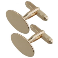 9ct 19x11mm plain oval swivel Cufflinks