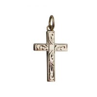 9ct 20x13mm hand engraved Solid Block Cross