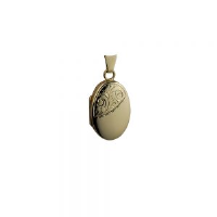 9ct 22x15mm half hand engraved oval Locket