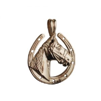 9ct 22x20mm horse head with horse shoe Pendant
