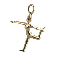 9ct 22x20mm Standing bow pulling Pose Yoga position Pendant or Charm