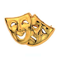 9ct 22x33mm Comedy and Tragedy Brooch