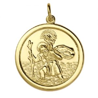 9ct 24mm round St Christopher Pendant