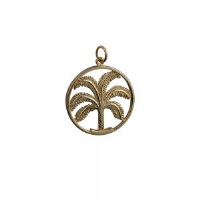 9ct 25mm Palm Tree in Circle Pendant