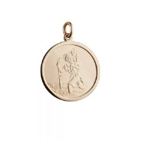 9ct 25mm plain round St Christopher Pendant