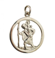 9ct 25mm round cut out St Christopher Pendant