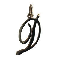 9ct 25x13mm plain Palace script Initial D Pendant