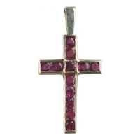 9ct 25x16mm Apostle&#39;s Cross set with 12 rubies