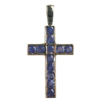 9ct 25x16mm Apostle&#39;s Cross set with 12 Sapphires