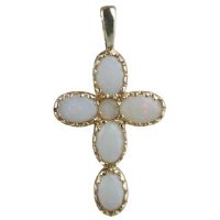 9ct 25x16mm Cross gem set with opals