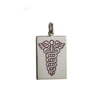 9ct 25x18mm rectangular Medical Alarm Disc with vitreous red enamel