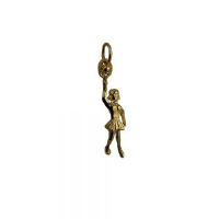 9ct 29x9mm Female Tennis Player with Racket and Ball Pendant or Charm
