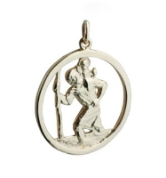 9ct 30mm round cut out St Christopher Pendant