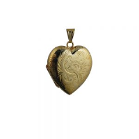 9ct 30x28mm hand engraved Heart family Locket