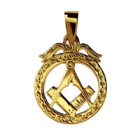 9ct 32x25mm Masonic emblem in circle Pendant with bail