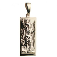 9ct 35x15mm rectangular St Christopher Pendant with bail