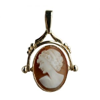 9ct 36x25mm 2 stone Cameo Spinning Fob Pendant